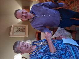 Mairhi Trickett welcomes Nicky Bell to Hawick Rotary